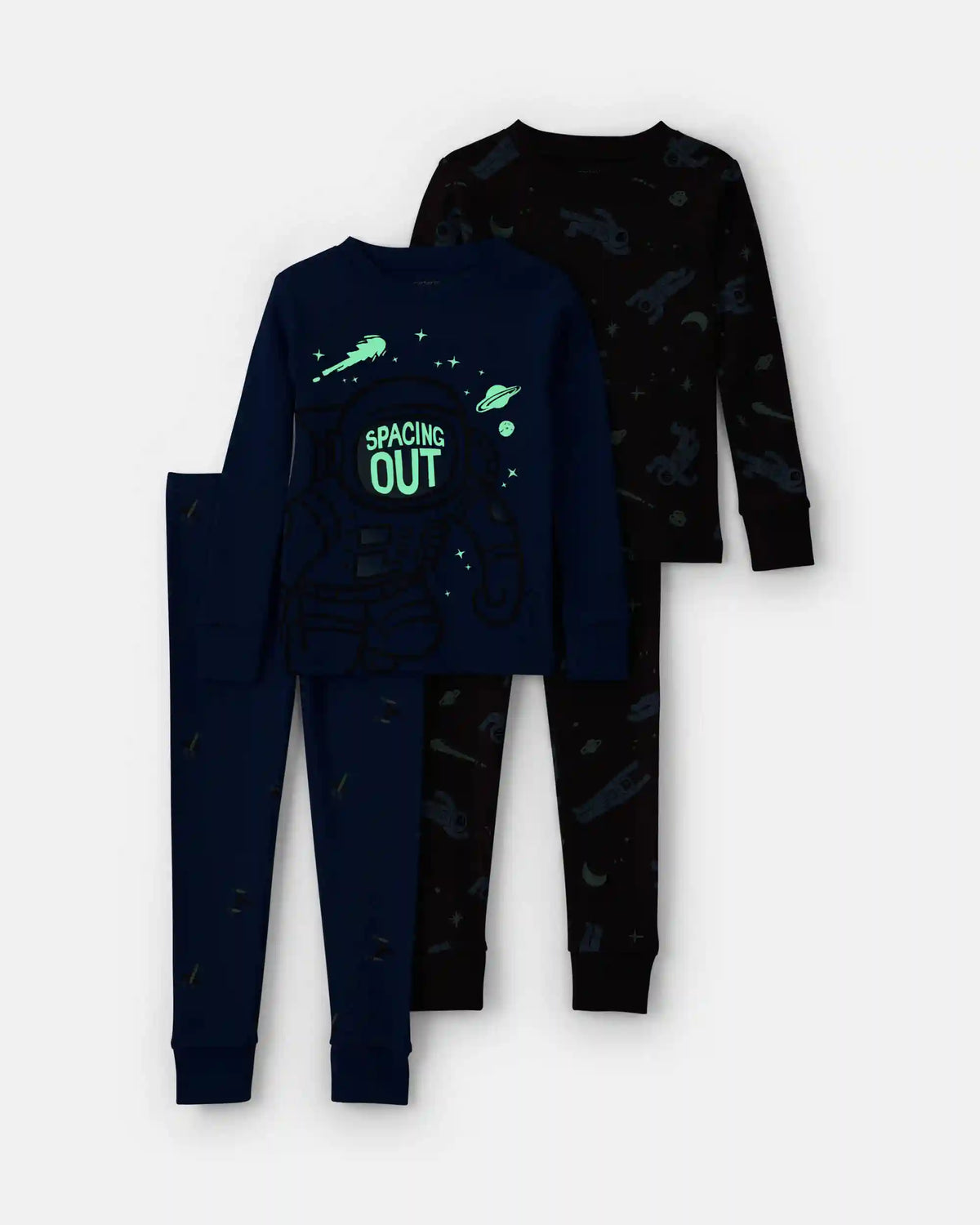 Toddler Boy 4-Piece Astronaut Glow in the Dark 100% Cotton Snug Fit Pajama Set - Blue
