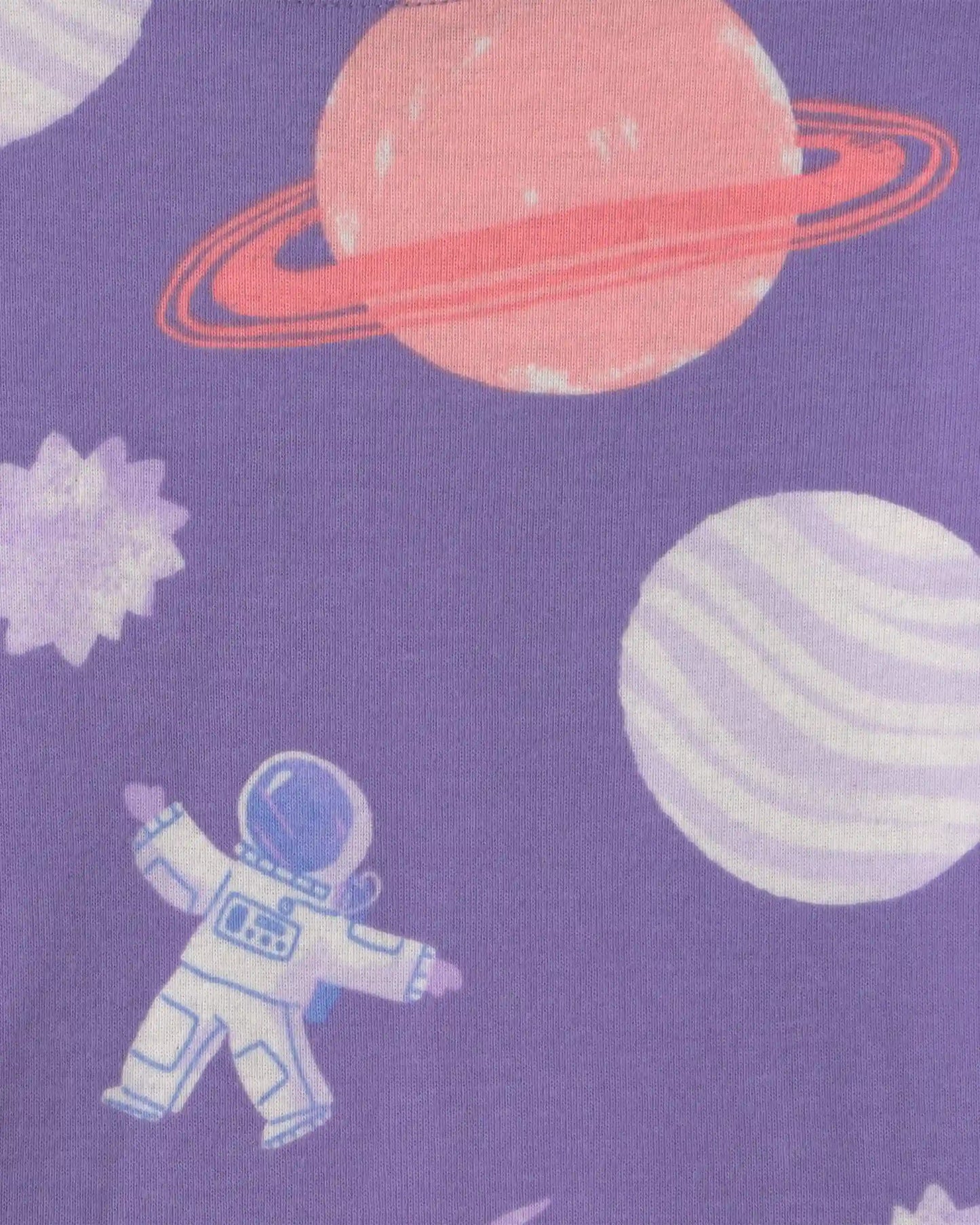 Toddler Girl 4-Piece Space Dog 100% Cotton Snug Fit Pajama Set - Purple