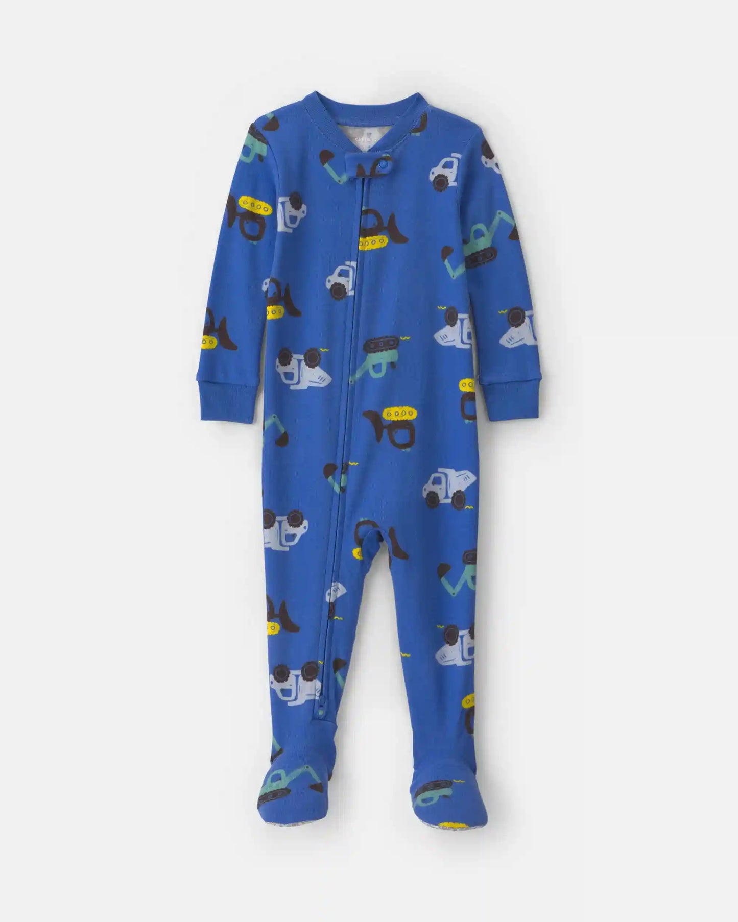 Toddler Boy 1-Piece Construction 100% Cotton Snug Fit Footed Pajama - Blue