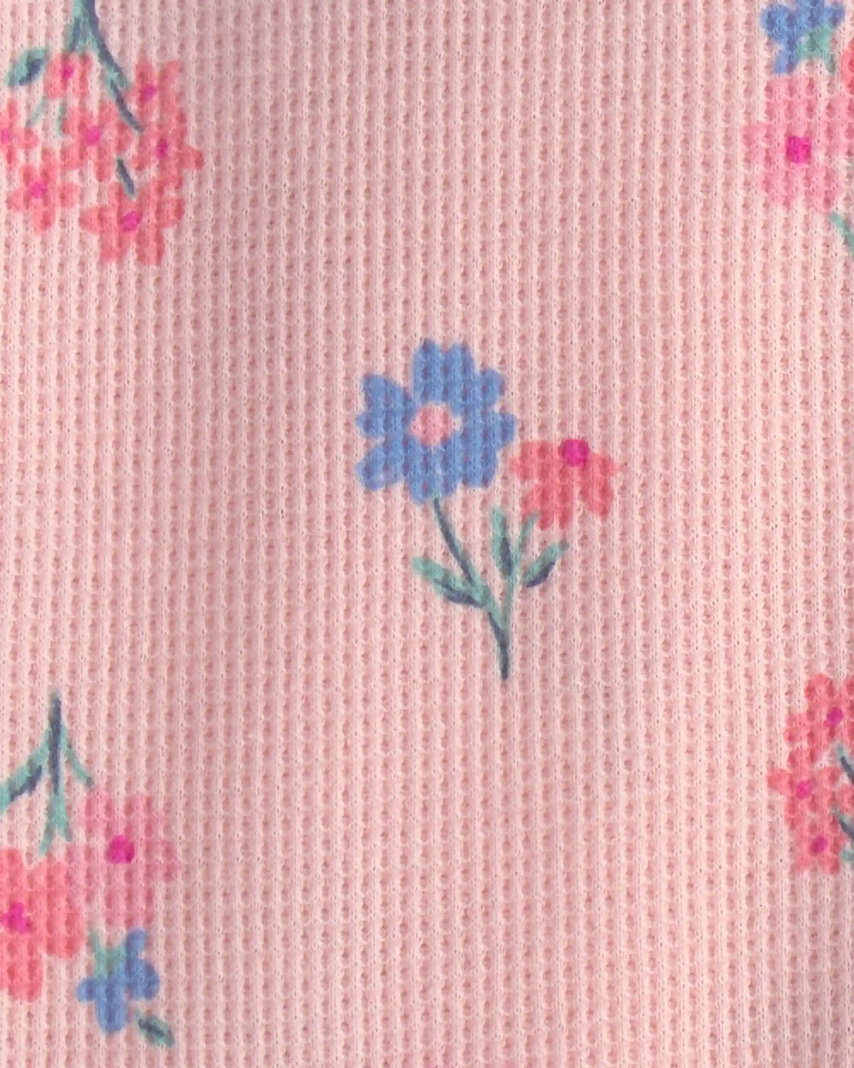 Toddler Girl 1-Piece Floral Thermal Waffle Knit Footed Pajama - Pink
