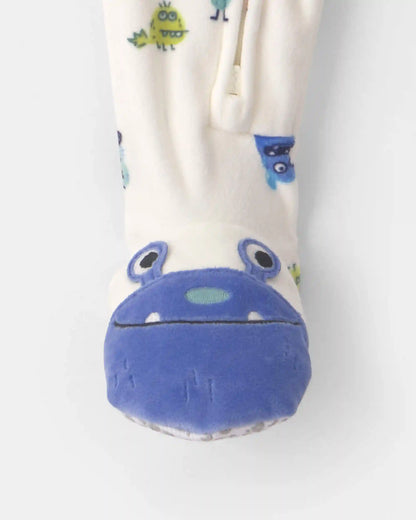 Toddler Boy 1-Piece Monster DreamPlush Snug Fit Footed Pajama - Cream