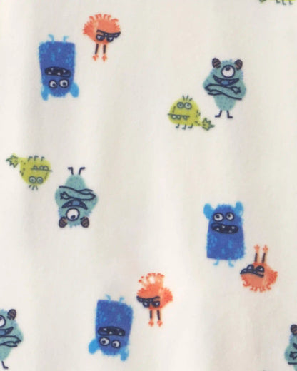 Toddler Boy 1-Piece Monster DreamPlush Snug Fit Footed Pajama - Cream