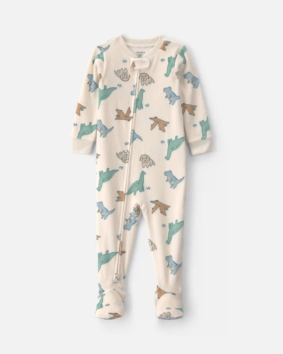 Toddler Boy 1-Piece Dino DreamPlush Snug Fit Footed Pajama - Cream