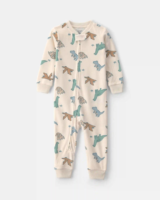 Toddler Boy 1-Piece Dino DreamPlush Snug Fit Pajama - Cream