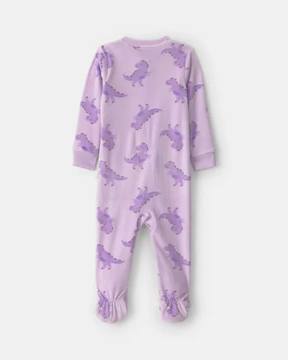 Toddler Girl 1-Piece Dino DreamPlush Snug Fit Footed Pajama - Purple