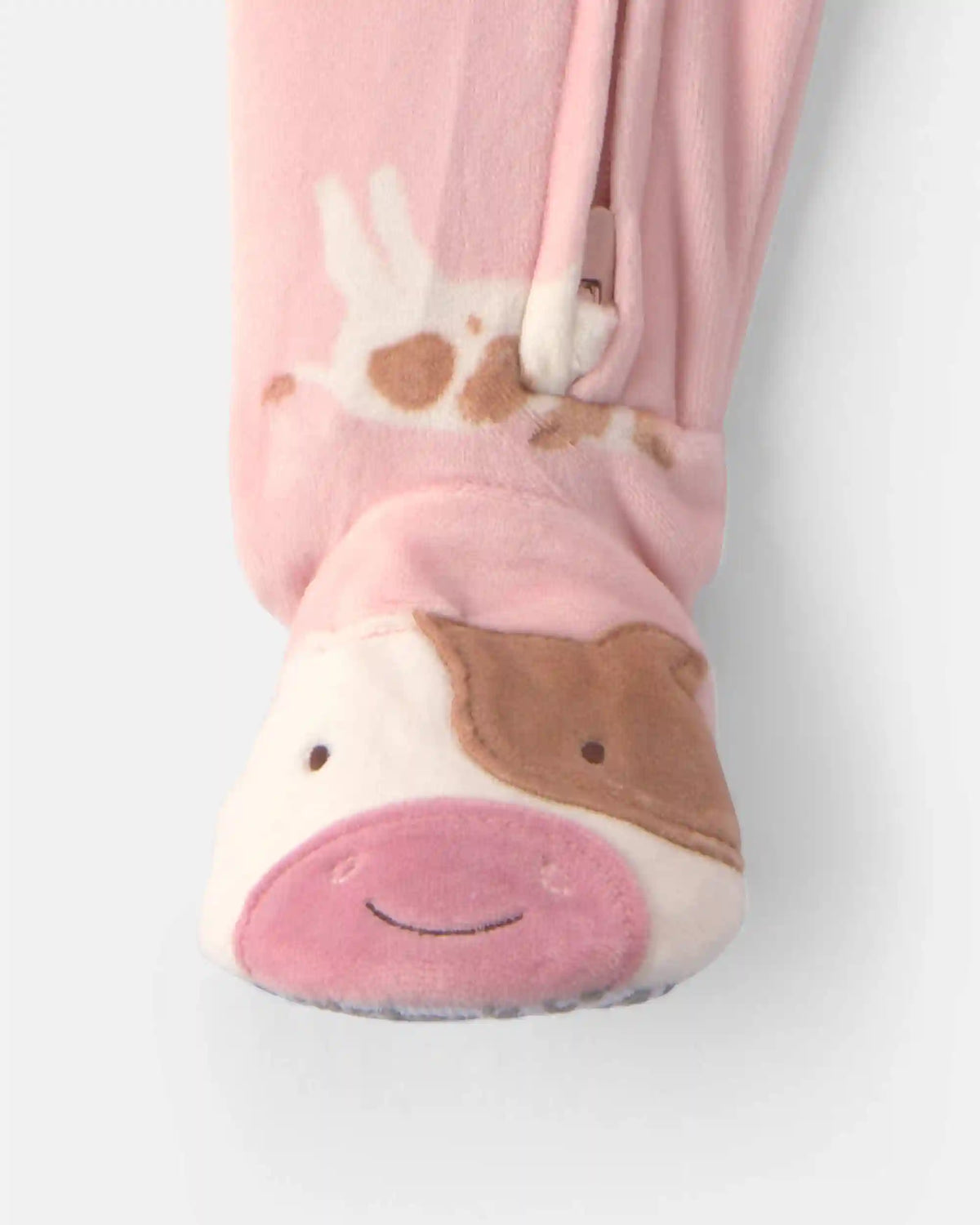 Toddler Girl 1-Piece Cow DreamPlush Snug Fit Footed Pajama - Pink