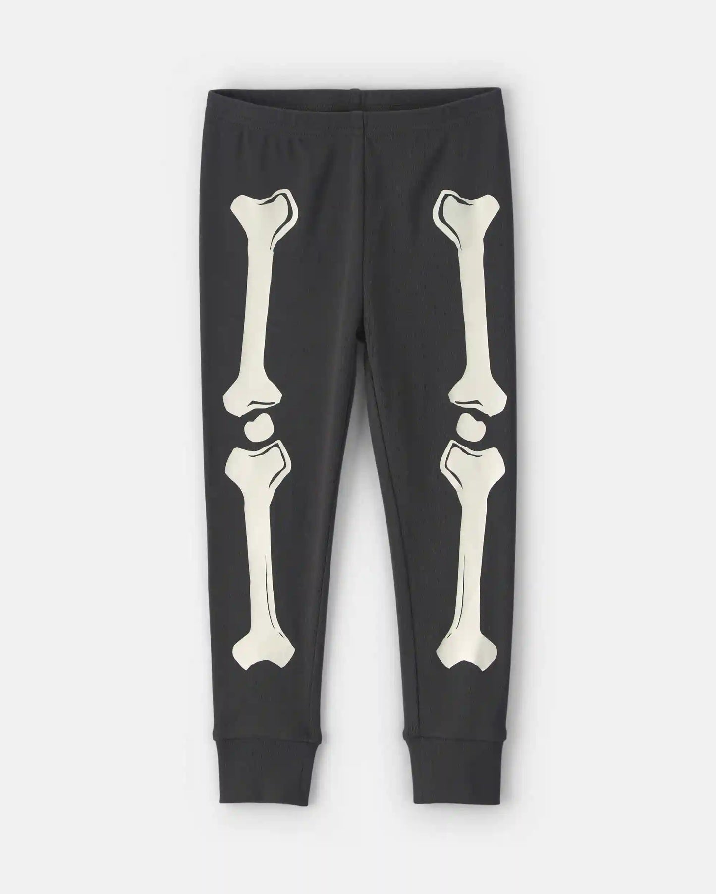 Toddler 2-Piece Halloween Glow in the Dark Skeleton 100% Cotton Snug Fit Pajama Set - Charcoal