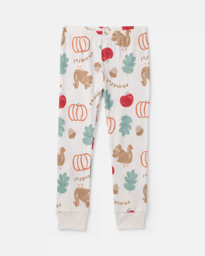 Toddler 2-Piece Thanksgiving 100% Cotton Snug Fit Pajama Set - Cream