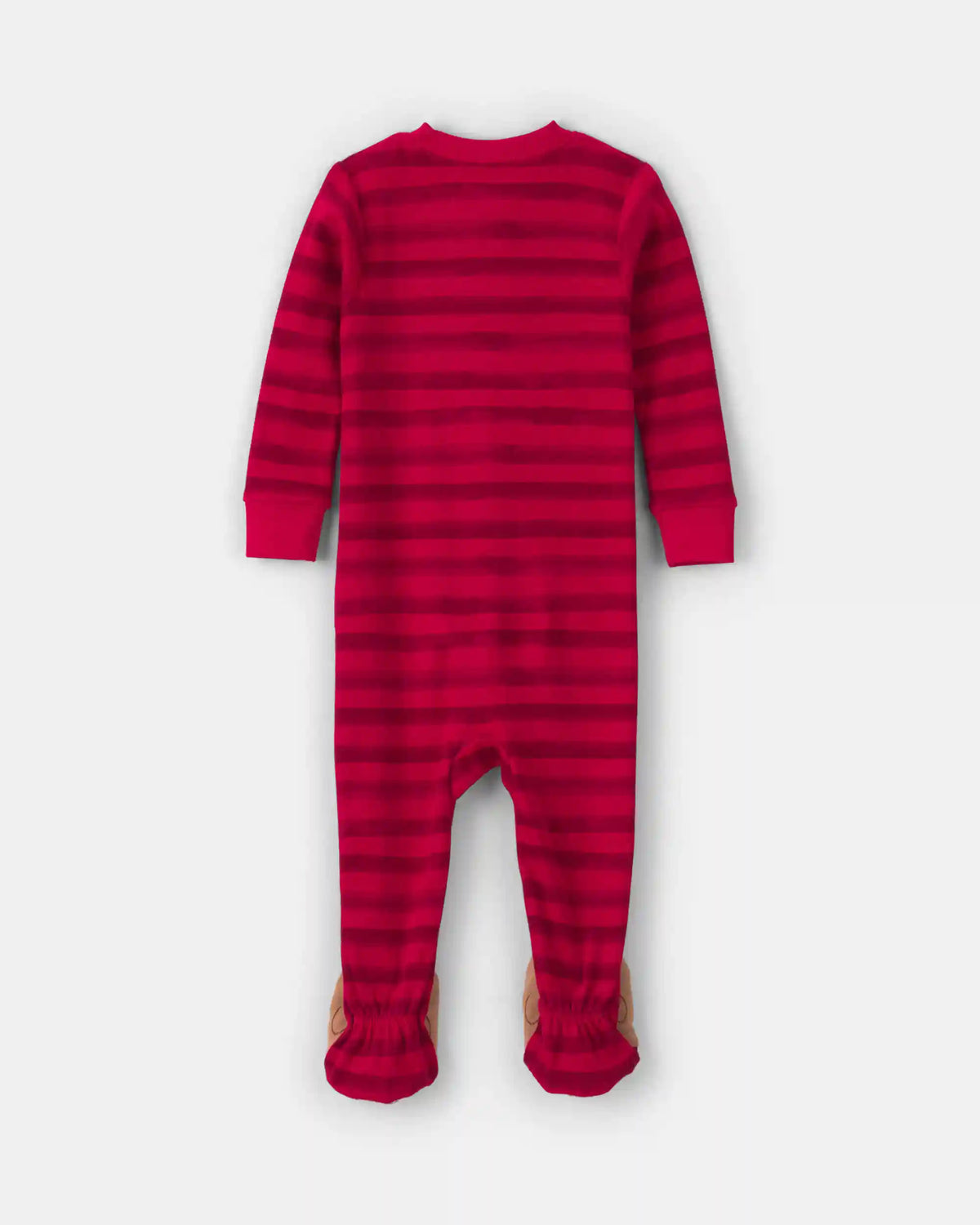 Toddler 1-Piece Striped Reindeer 100% Cotton Snug Fit Footed Pajama - Red