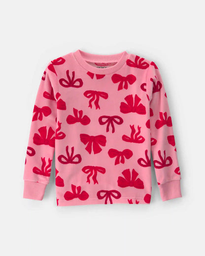 Toddler Girl 2-Piece Bows DreamPlush Snug Fit Pajama Set - Pink