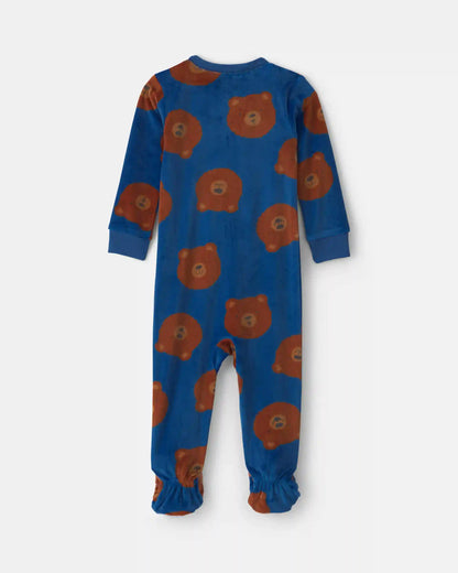 Toddler Boy 1-Piece Bear DreamPlush Snug Fit Footed Pajama - Navy Blue