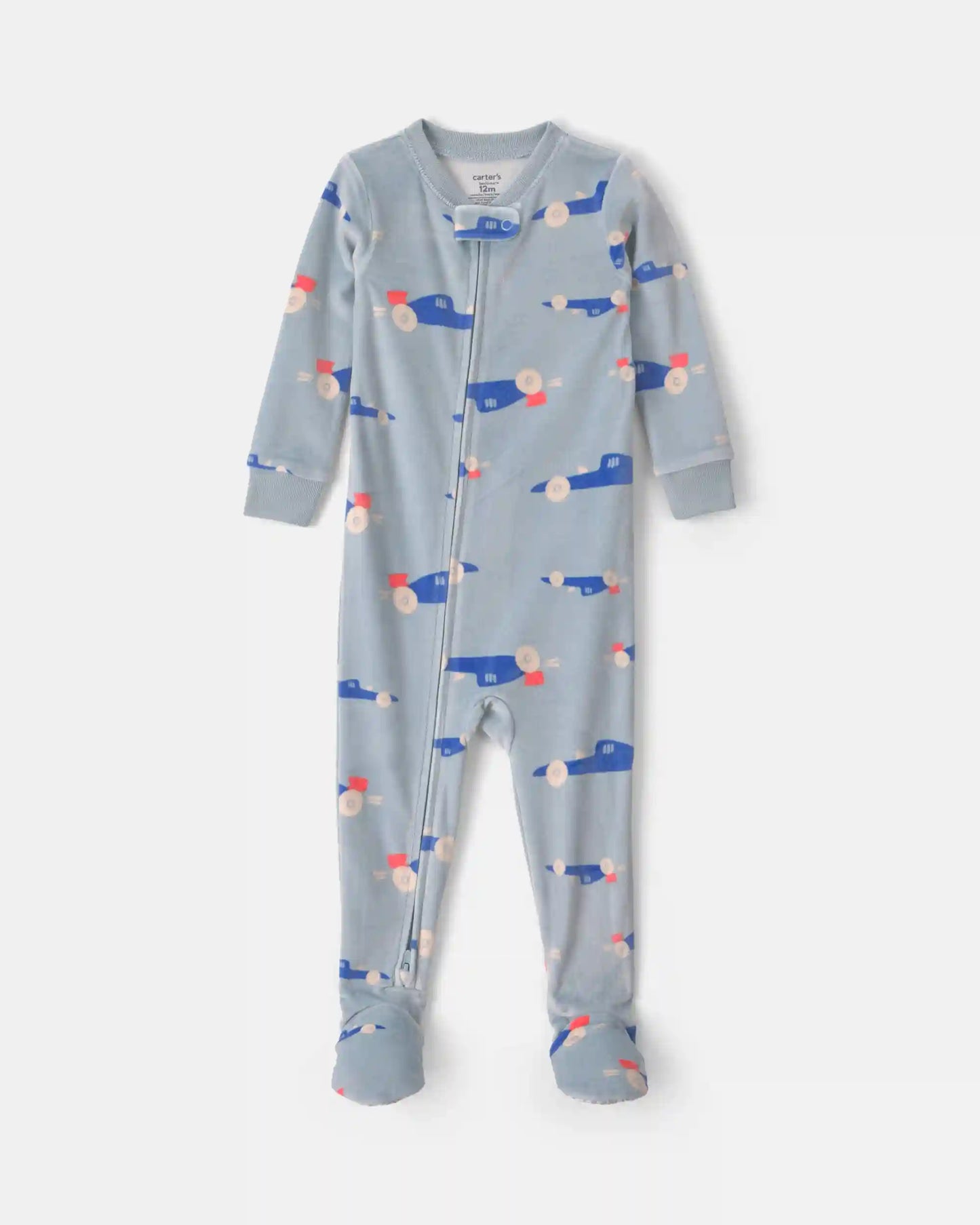Toddler Boy 1-Piece Cars DreamPlush Snug Fit Footed Pajama - Blue