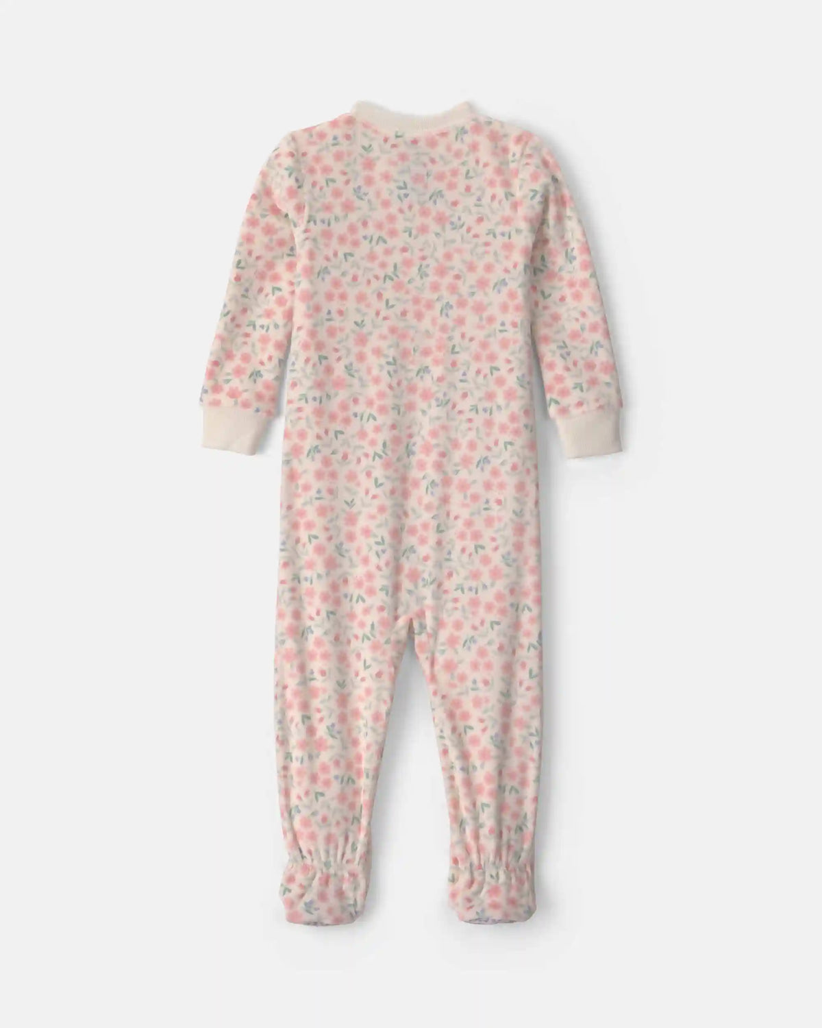 Toddler Girl 1-Piece Floral DreamPlush Snug Fit Footed Pajama - Cream