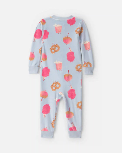 Toddler Girl 1-Piece Festival Treats DreamPlush Snug Fit Pajama - Blue