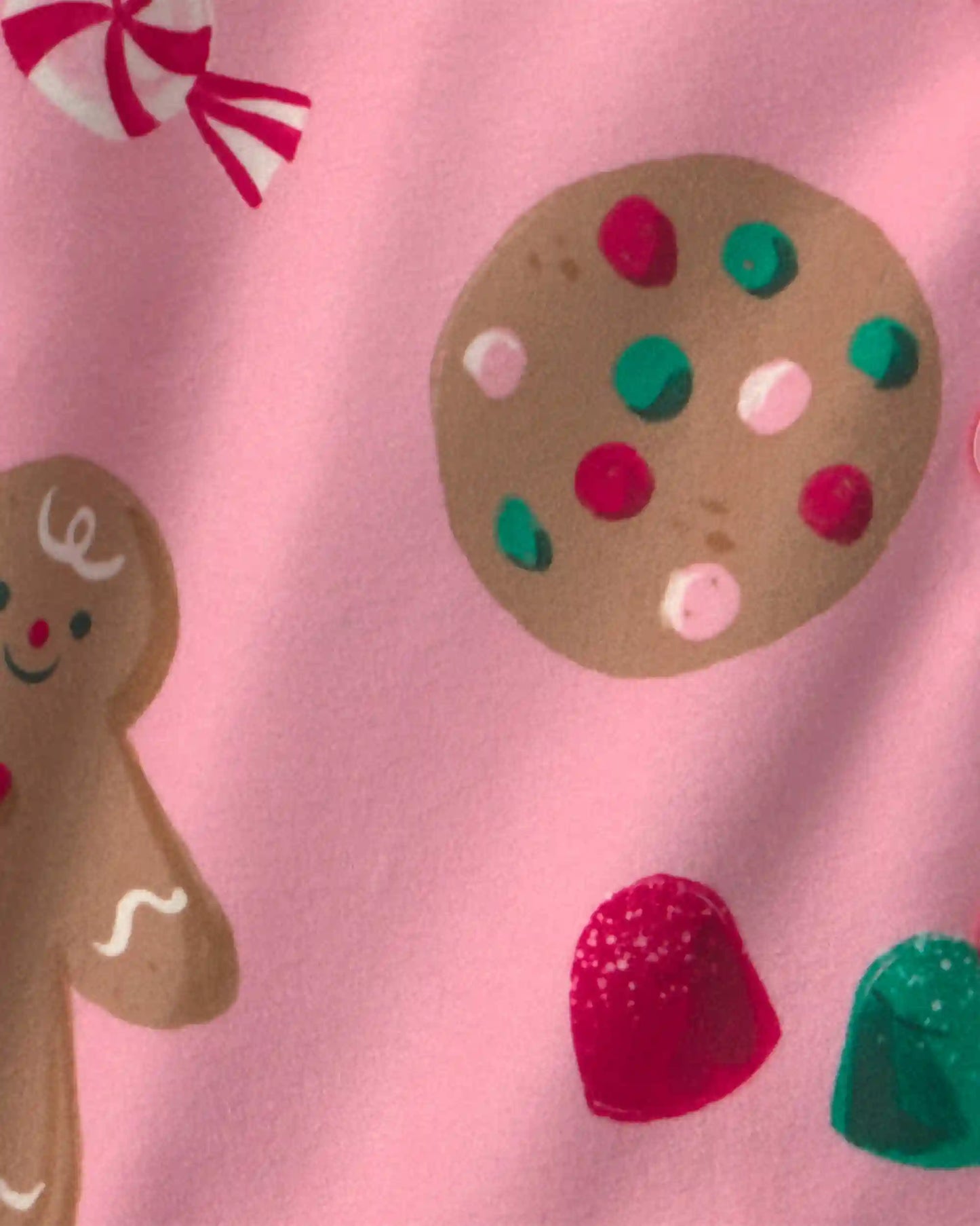 Toddler Girl 2-Piece Christmas Gingerbread Fleece Loose Fit Pajama Set - Pink