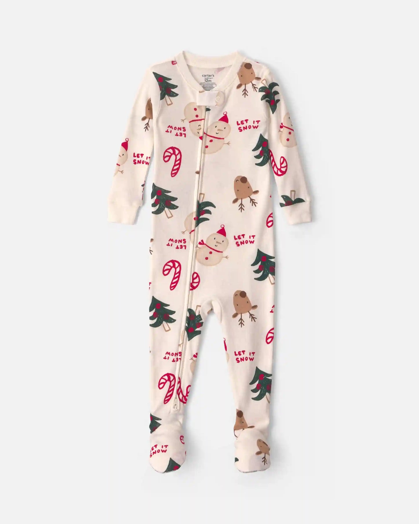 Toddler 1-Piece Christmas Icon 100% Cotton Snug Fit Footed Pajama - Cream