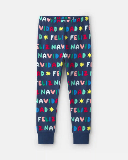 Toddler 2-Piece 'Feliz Navidad' Christmas 100% Cotton Snug Fit Pajama Set - Navy Blue