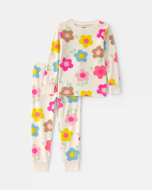 Toddler Girl 2-Piece Floral DreamPlush Snug Fit Pajama Set