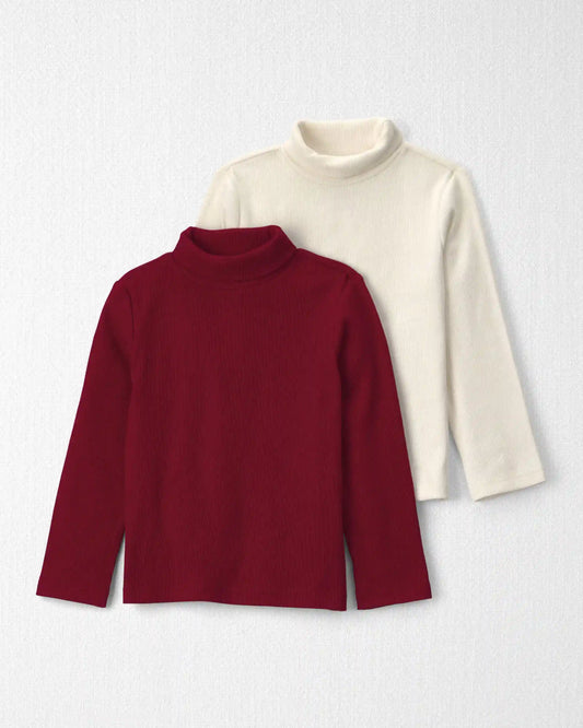 Toddler Girl 2-Pack Organic Cotton Ribbed Mock Neck Tops