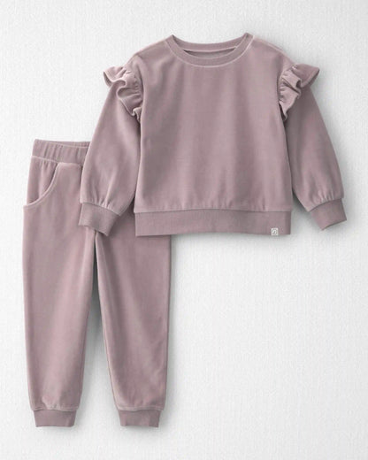 Toddler Girl 2-Piece Organic Cotton Velour Top & Pant Set