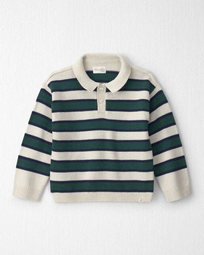 Toddler Boy Organic Cotton Sweater Knit Polo in Stripes