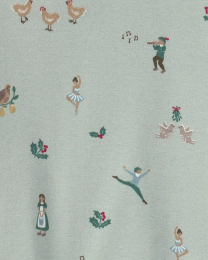 Toddler 2-Piece Organic Cotton Pajamas in 12 Days of Christmas Print