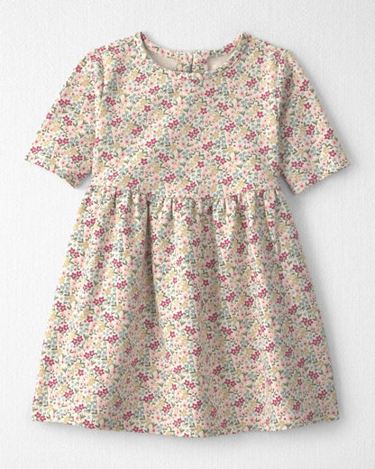 Toddler Girl Organic Cotton French Terry Dress in Floral