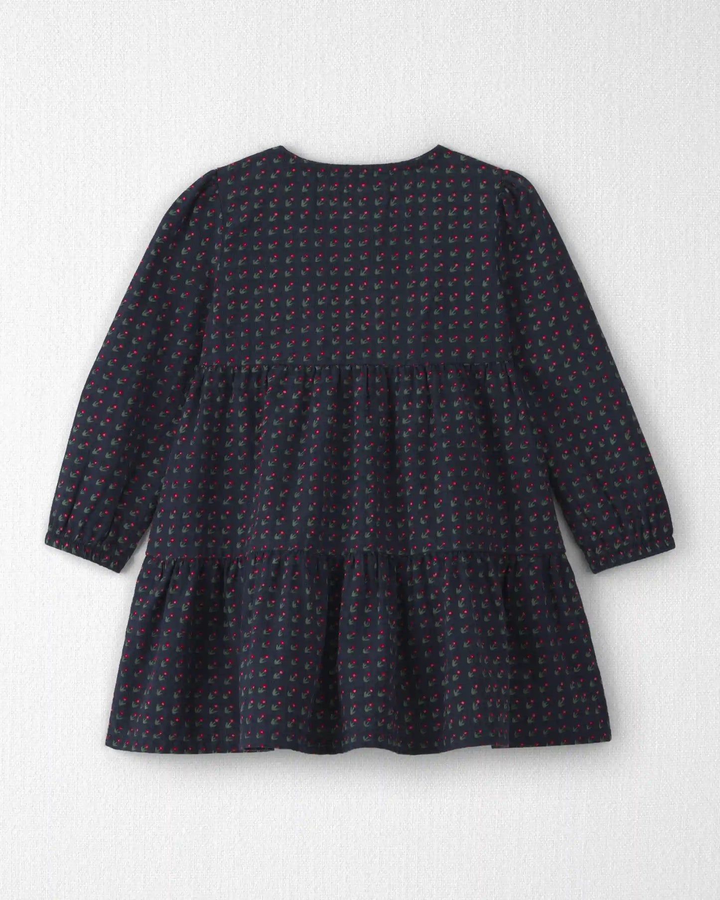 Toddler Girl Organic Cotton Dobby Dress in Navy Floral
