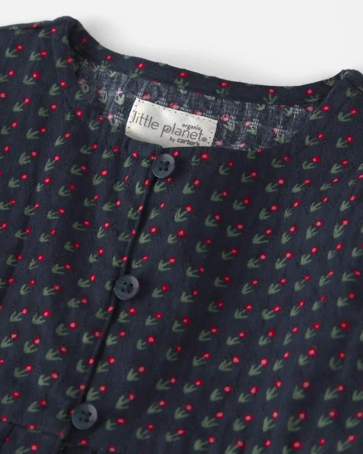 Toddler Girl Organic Cotton Dobby Dress in Navy Floral