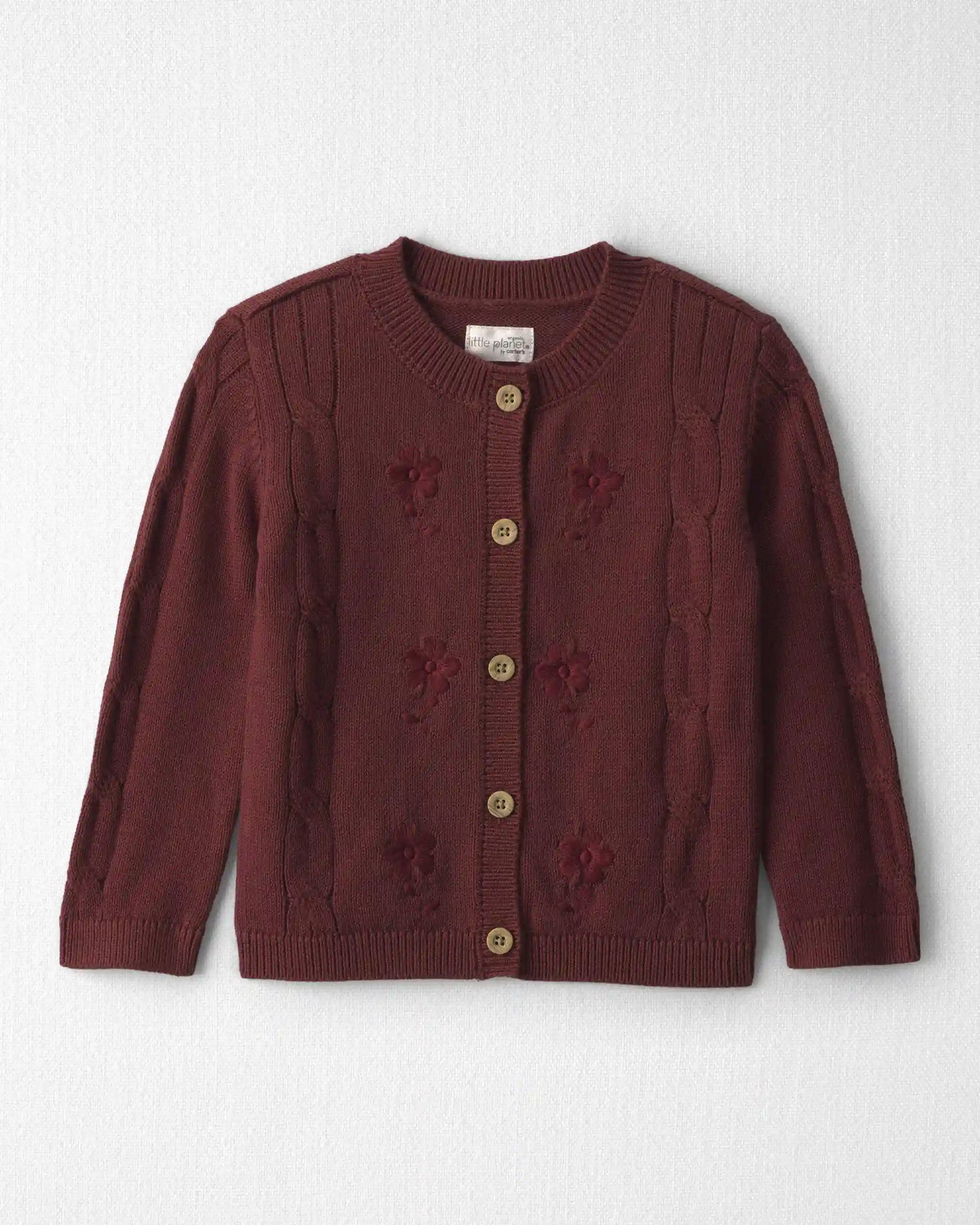 Toddler Girl Organic Cotton Sweater Knit Embroidered Cardigan
