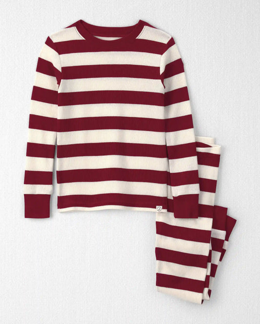 Toddler 2-Piece Organic Cotton Ribbed Pajamas in Stripes