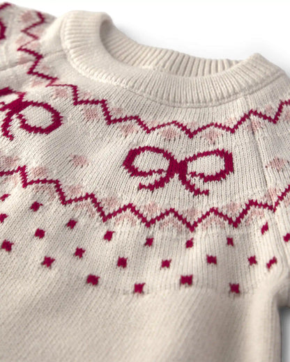 Toddler Girl Organic Cotton Fair Isle Sweater Knit Pullover