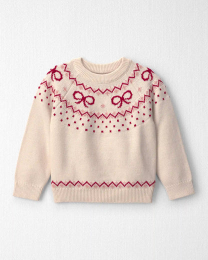 Toddler Girl Organic Cotton Fair Isle Sweater Knit Pullover