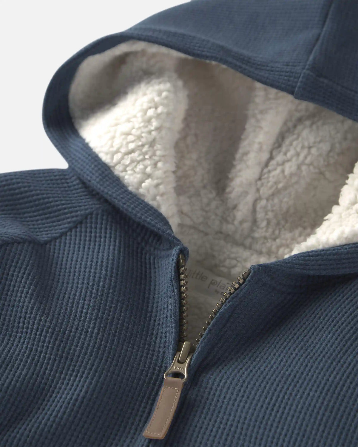 Toddler Boy Recycled Teddy Fleece Waffle Knit Hooded Jacket Made with Organic Cotton