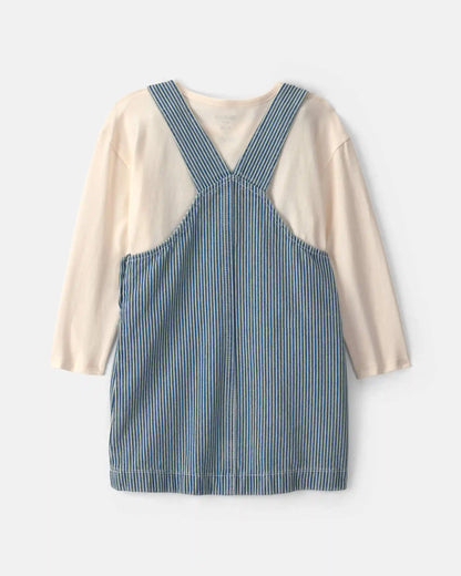 Toddler Girl Hickory Denim Long-Sleeve Overall Set - Light Wash