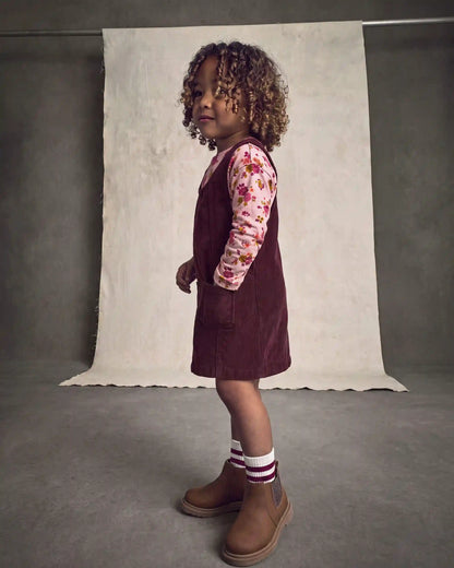 Toddler Girl 2-Piece Floral Corduroy Long-Sleeve Dress Set - Pink/Purple