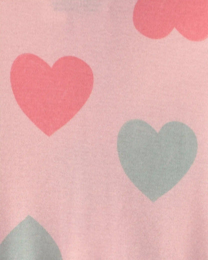 Toddler Girl 1-Piece Hearts 100% Cotton Snug Fit Footed Pajama - Pink