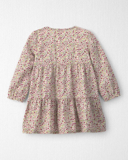 Toddler Girl Organic Cotton Dobby Dress in Floral