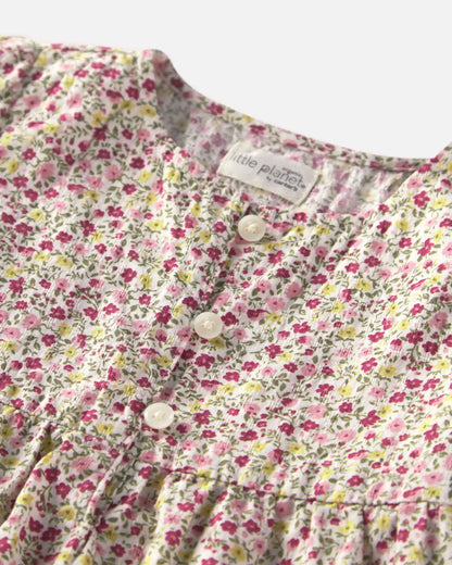 Toddler Girl Organic Cotton Dobby Dress in Floral