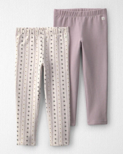 Toddler Girl 2-Pack Recycled Fleece Leggings Made with Organic Cotton