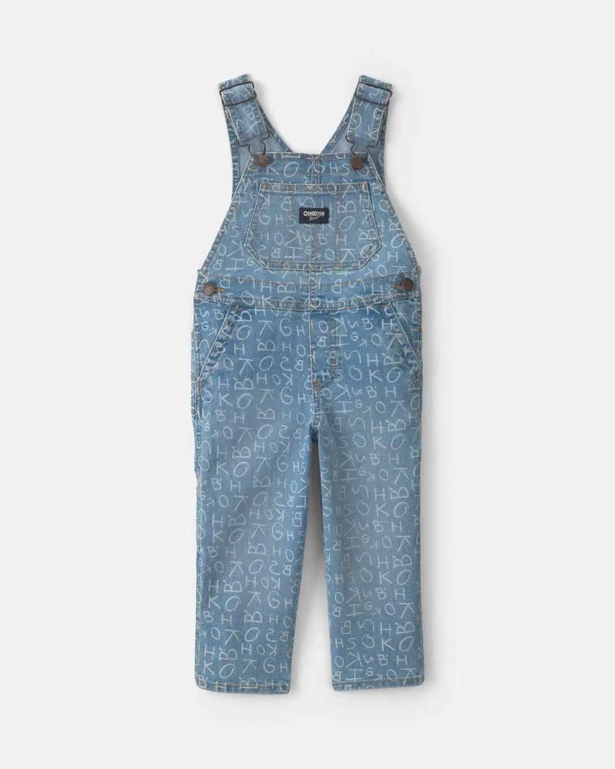 Toddler Alphabet Overalls - Light Wash