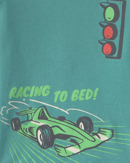 Toddler Boy Cars 100% Cotton 6-Piece Pajama Sets - Green/Cream