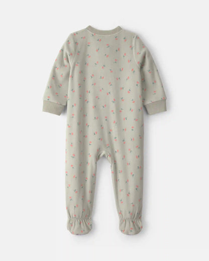 Toddler Girl 1-Piece Heart Fleece Loose Fit Footed Pajama - Green