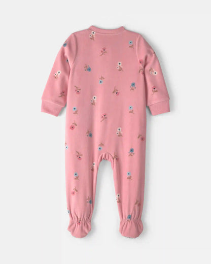 Toddler Girl 1-Piece Butterfly Fleece Loose Fit Footed Pajama - Pink