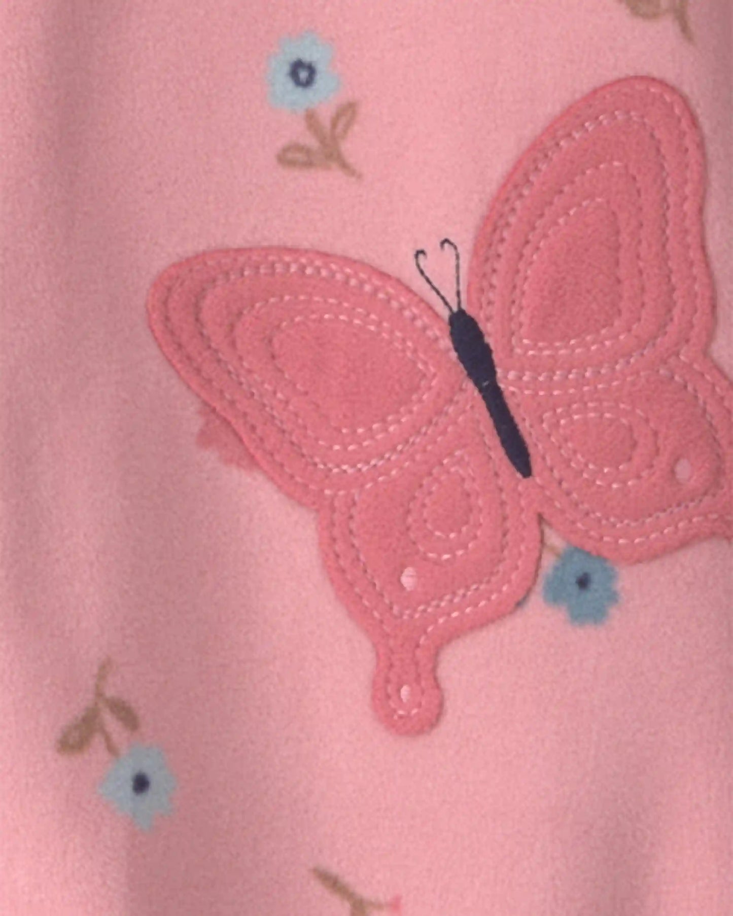 Toddler Girl 1-Piece Butterfly Fleece Loose Fit Footed Pajama - Pink