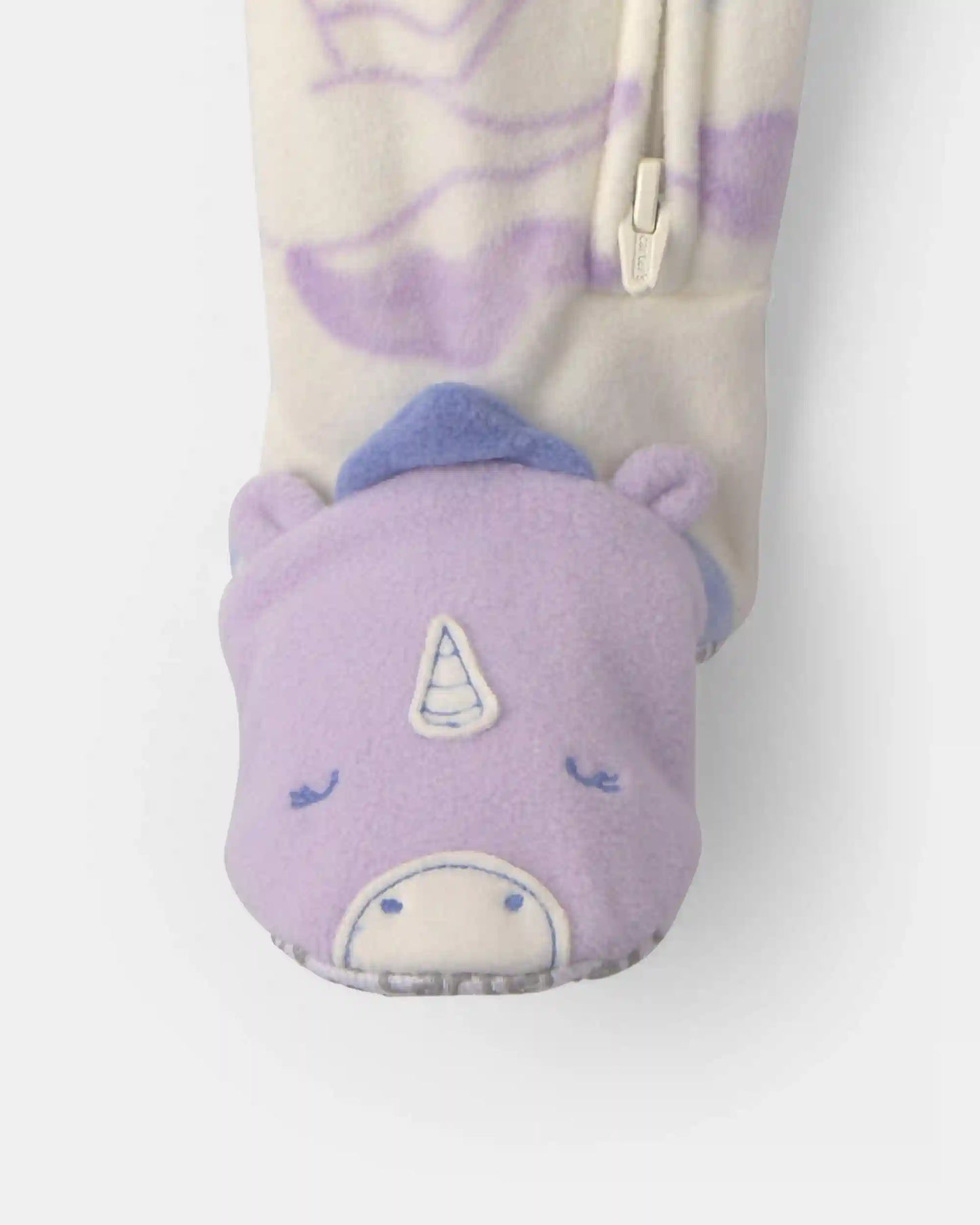 Toddler Girl 1-Piece Unicorn Fleece Loose Fit Footed Pajama - Cream