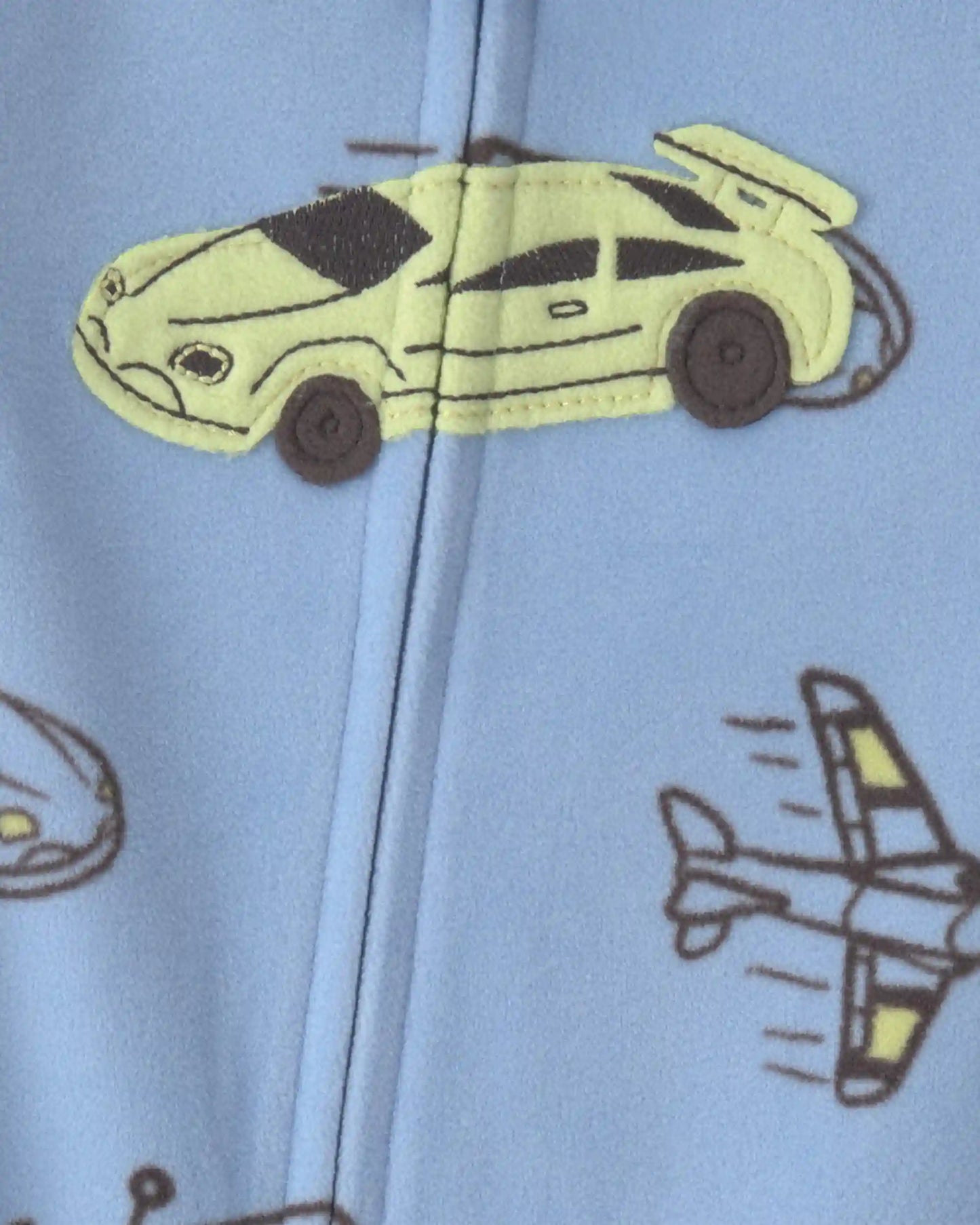 Toddler Boy 1-Piece Racecar Fleece Loose Fit Footed Pajama - Blue/Green
