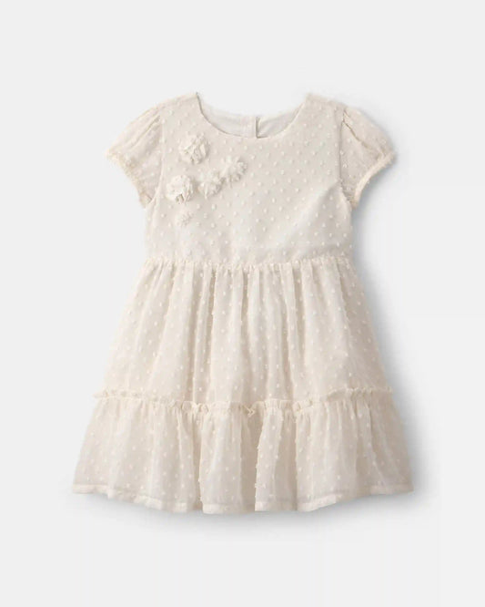 Toddler Girl Swiss Dot Occasion Dress - Cream