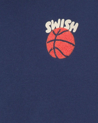 Toddler Boy 3-Piece 'Swish' Basketball Fleece Long-Sleeve Layering Set - Navy Blue/Grey