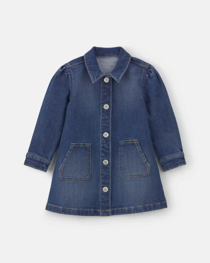 Toddler Girl Long-Sleeve Denim Dress - Dark Wash